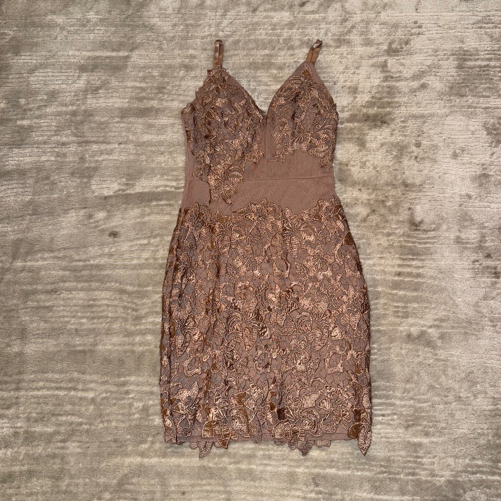 Windsor Brown Party Mini Dress